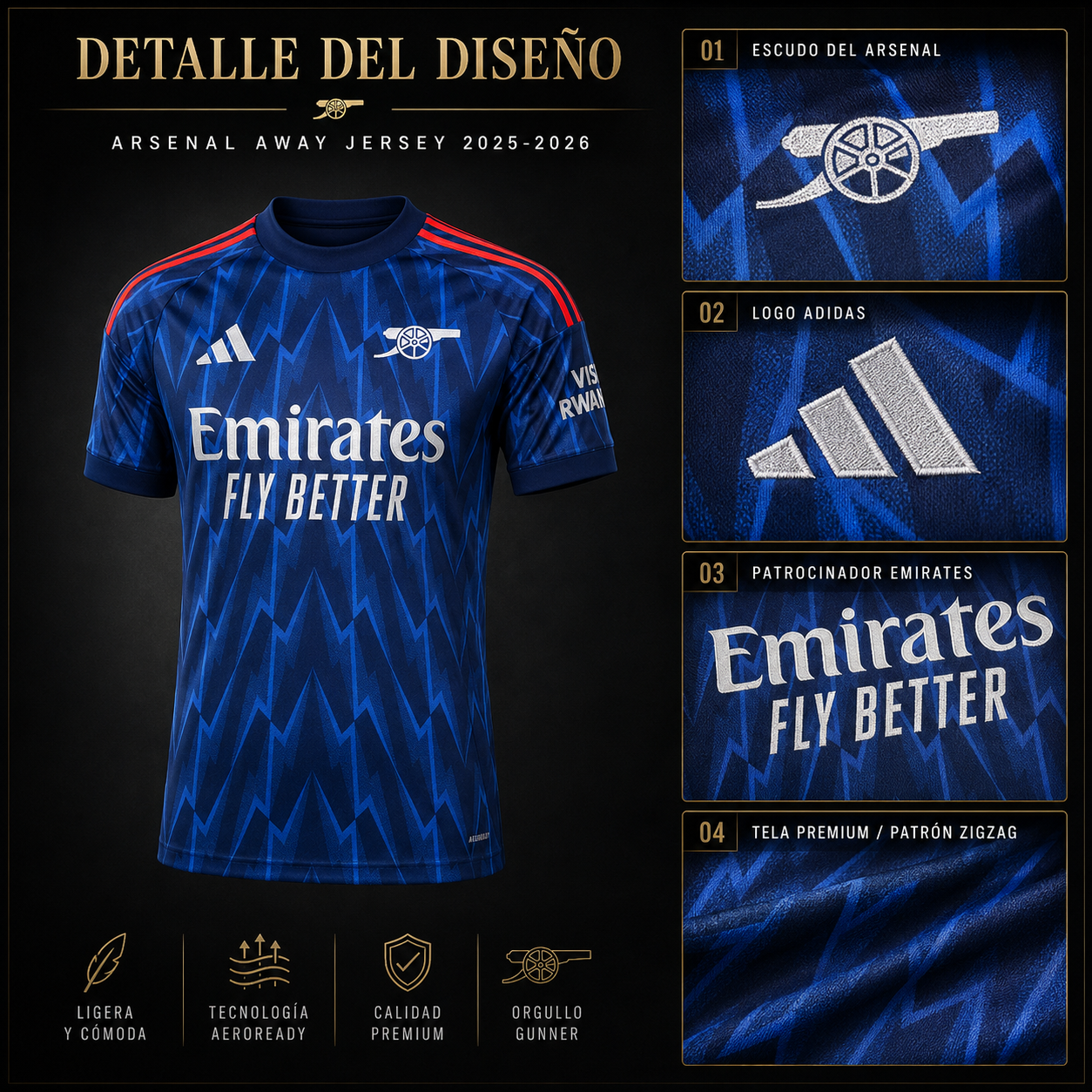 Jersey Arsenal 2025-26 Visitante