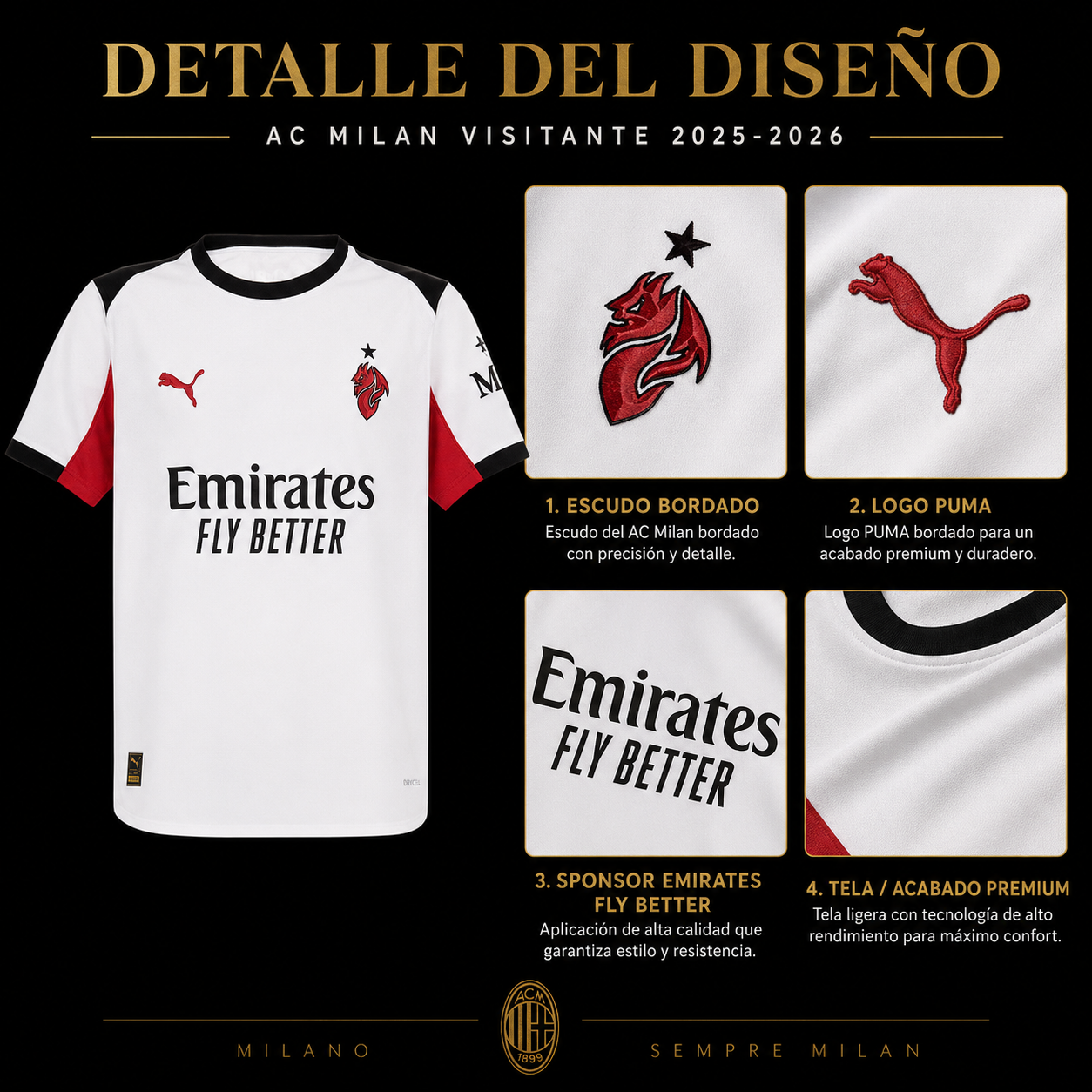 Jersey AC Milan 2025-26 Visitante