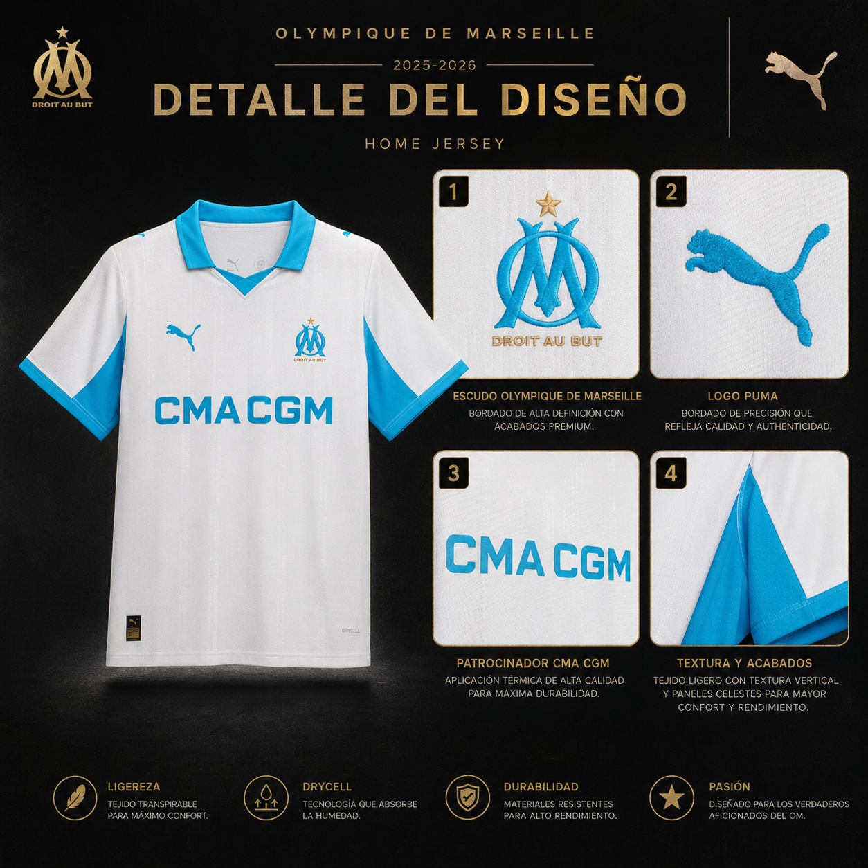 Jersey Olympique de Marsella 2025-26 Local